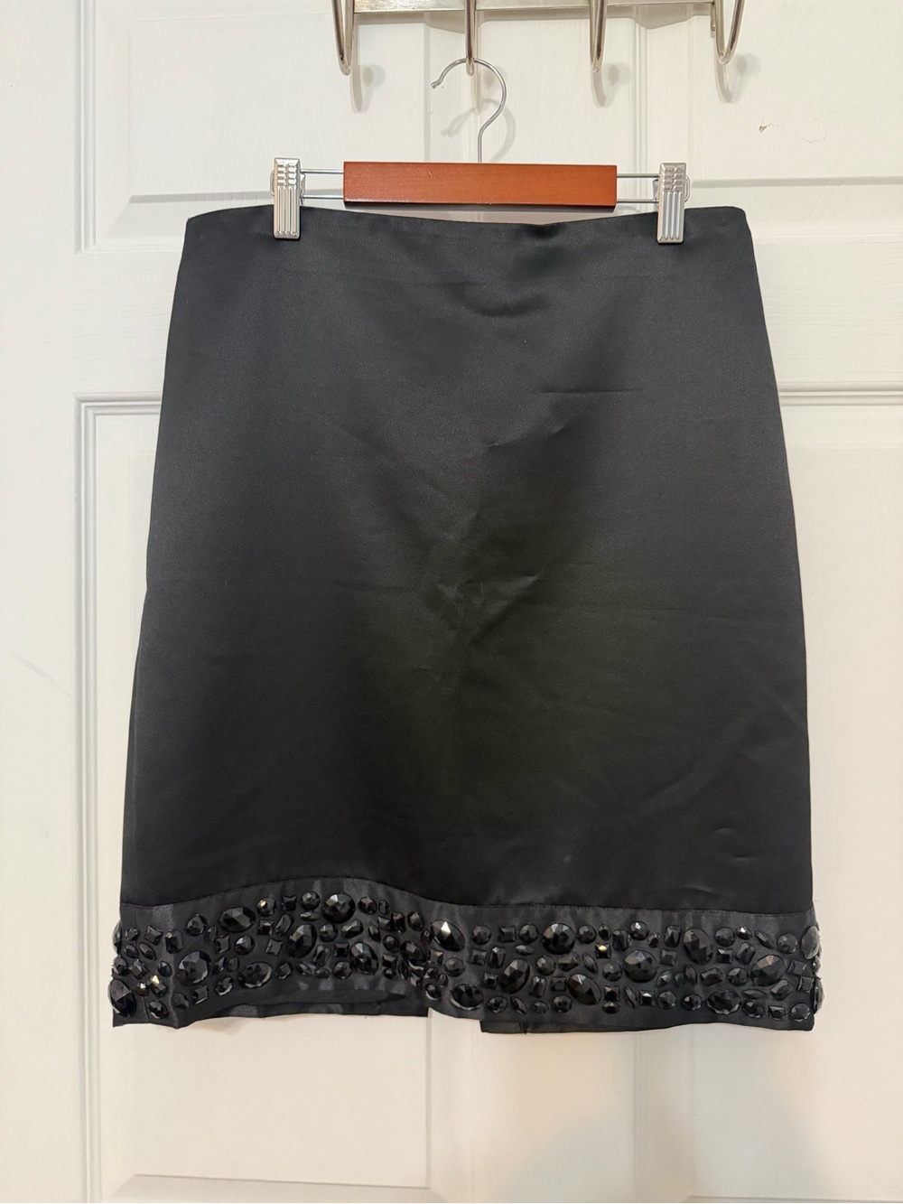 White House Black Market Black Pencil Skirt with Beaded Hem